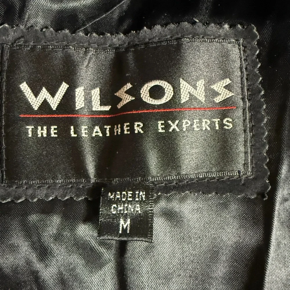 Vintage Wilsons Leather Black‎ Hooded Parka Jacket Mens Medium 90s